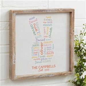 Easter Bunny Repeating Name Personalized Whitewashed Frame Wall Art- 12