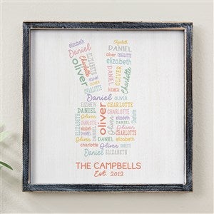 Easter Bunny Repeating Name Personalized Blackwashed Frame Wall Art- 12