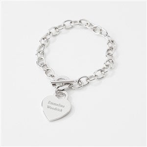 Engraved Sterling Silver Heart Toggle Bracelet - 47625