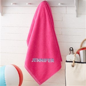 Shadow Name Embroidered 35x60 Beach Towel - Hot Pink - 47656-HP