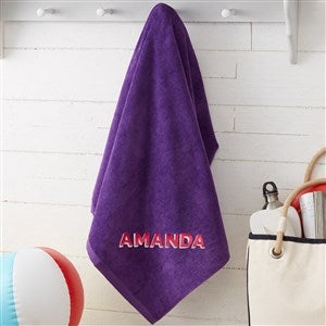 Shadow Name Embroidered 35x60 Beach Towel - Purple - 47656-P