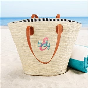 Playful Name Personalized Straw Beach Bag - 47691