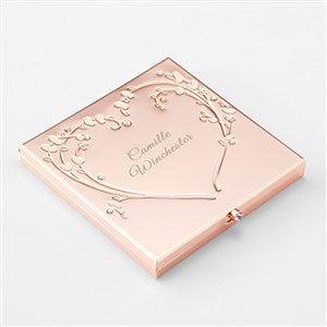 Engraved Rose Gold Heart  Vines Compact - 47716