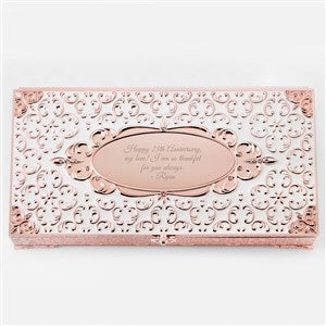 Engraved Rose Gold and Ivory Rectangle Musical Box - 47722