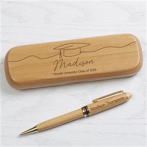 Scripty Grad Hat Personalized Alderwood Pen Set - 47801