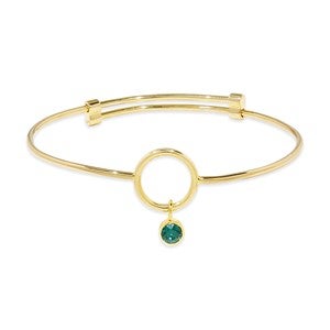 Custom Birthstone Charm Bangle Bracelet - 1 Stone - 47988D-1GD