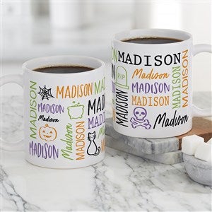 Halloween Repeating Name Personalized Coffee Mug - White - 48166-S