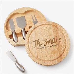 Seasonally Script Personalized Round Cheese Board & Tool Set - 48358