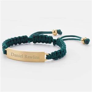 Engraved Dark Green  Gold Corded ID Bracelet - 48485