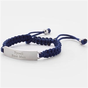 Engraved Navy  Silver Corded ID Bracelet - 48486