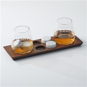 Engraved DOF Whiskey Glass and Stones on Tray Set - 48551