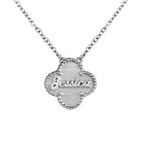 Personalized Clover Name Necklace - Silver - 48691D-S