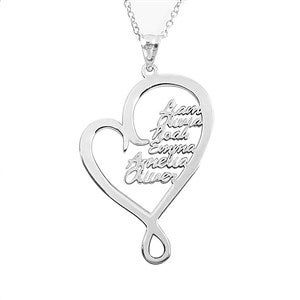 Personalized Family Hugging Heart Pendant - Six Names - 48692D-6
