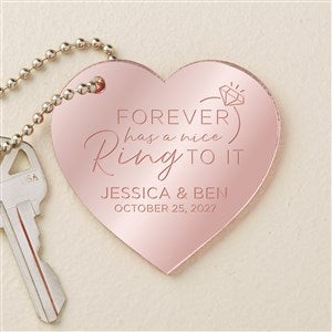 We're Engaged Personalized Rose Gold Mirrored Heart Acrylic Keychain - 48852-RG