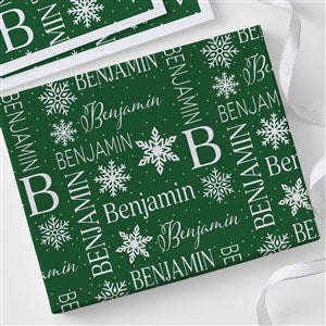 Christmas Snowflake Repeating Name Personalized Wrapping Paper Sheets - 48904-S