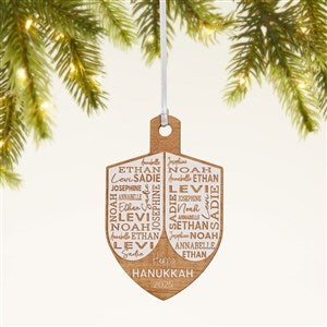 Hannukah Dreidel Personalized Wood Ornament - Whitewash - 48951-W