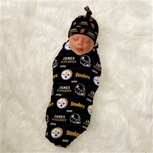 Pittsburgh Steelers Personalized NFL Baby Hat  Receiving Blanket Set  - 49127-S