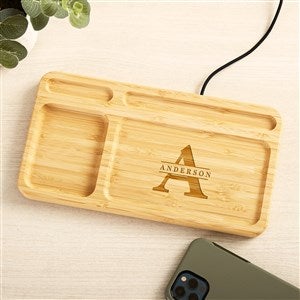 Lavish Last Name Engraved Bamboo Charging Valet Tray - 49161