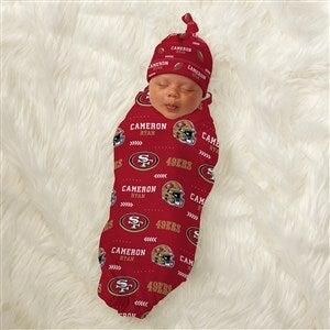 San Francisco 49ers Personalized NFL Baby Hat  Receiving Blanket Set  - 49284-S