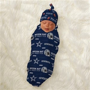 NFL Dallas Cowboys Personalized Baby Hat & Receiving Blanket Set - 49287-S