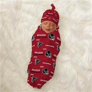 NFL Atlanta Falcons Personalized Baby Hat & Receiving Blanket Set - 49486-S