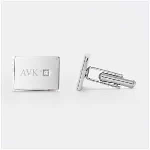 Engraved Rectangular Steel  CZ Cufflinks - 49623