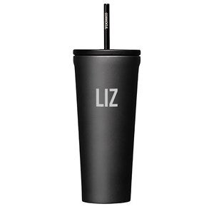 Engraved Corkcicle Monogram 24oz Cold Cup with Straw in Ceramic Slate - 50227