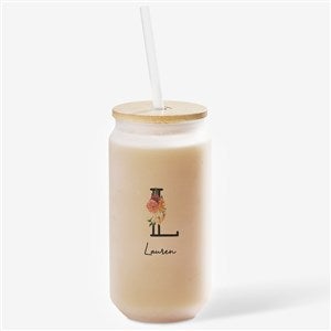 Colorful Floral Personalized Frosted Iced Coffee Tumbler - 50350