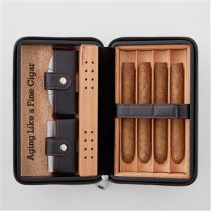 Engraved Leather and Cedar Cigar Humidor Case