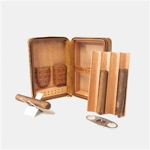 Engraved Cain Crocodile Cigar Travel Case