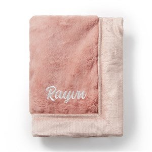 Embroidered Mini Blanket 15x20quot; in Ballet Slipper Pink - 50632