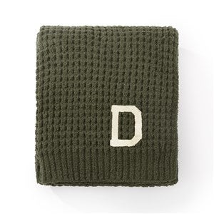 Saranoni Waffle Knit Throw - Thyme (Dark Green/Brown) - 50696