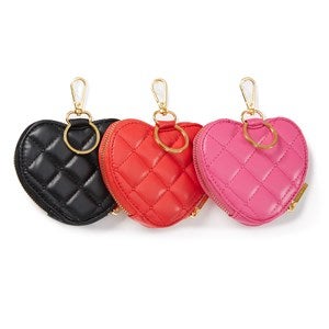Quilted Heart Coin Purse in Red