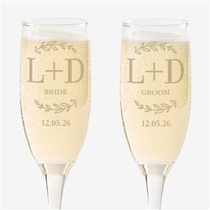 Their Initials Personalized Wedding Champagne Flute Set - 50827