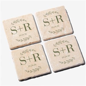 Their Initials Personalized Wedding Tumbled Stone Coaster Set - 50846