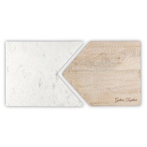 Engraved Wood and Marble Two Piece Pastry Board Set - 51070