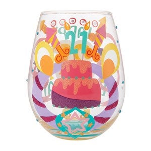 Happy 21st Birthday Stemless Wine Glass