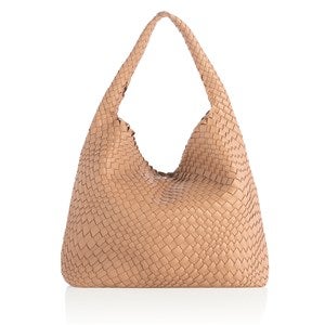 Woven Leather Hobo Bag in Almond - 51217
