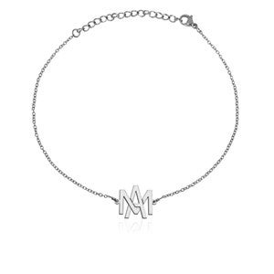 Personalized Overlapping Initial Anklet - Silver - 51303D-S