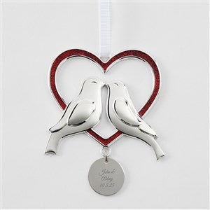 Engraved Love Birds Heart Ornament - 51329
