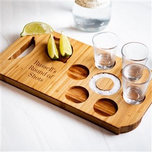 Personalized Shot Glass Flight Board With Shot Glasses - Custom Text - 51779D-T