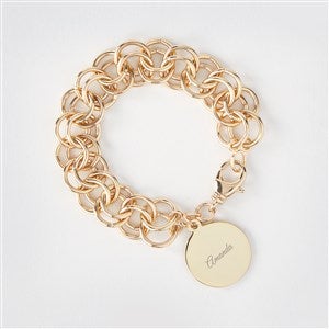 Engraved Gold Chunky Link Bracelet - 52007