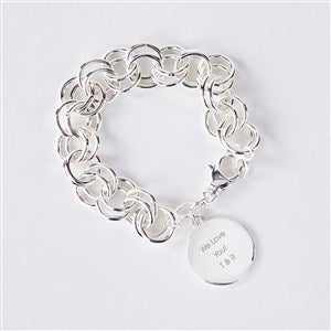 Engraved Silver Chunky Link Bracelet - 52009