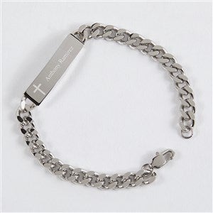 Engraved Kids Silver Cross ID Bracelet - 52025