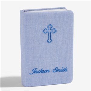 Personalized Micro Striped Cotton Children's Bible-Blue - 52027D-B