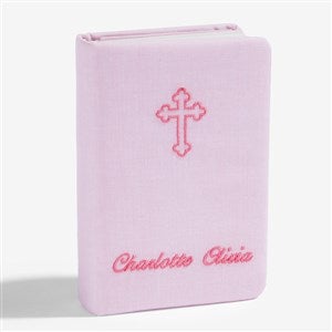 Personalized Micro Striped Cotton Children's Bible-Pink - 52027D-P