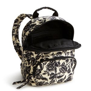 Embroidered Vera Bradley Mini Banbury Backpack in Bubbly Flowers Black