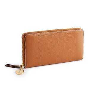 Engraved Vera Bradley Leather Continental Wallet in Roasted Pecan - 52163