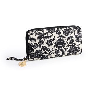 Engraved Vera Bradley Continental Wallet in Bubbly Flowers Black - 52165