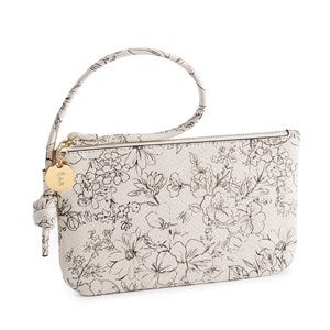 Engraved Vera Bradley Leather Wristlet in Bloom Cottage Cream - 52169